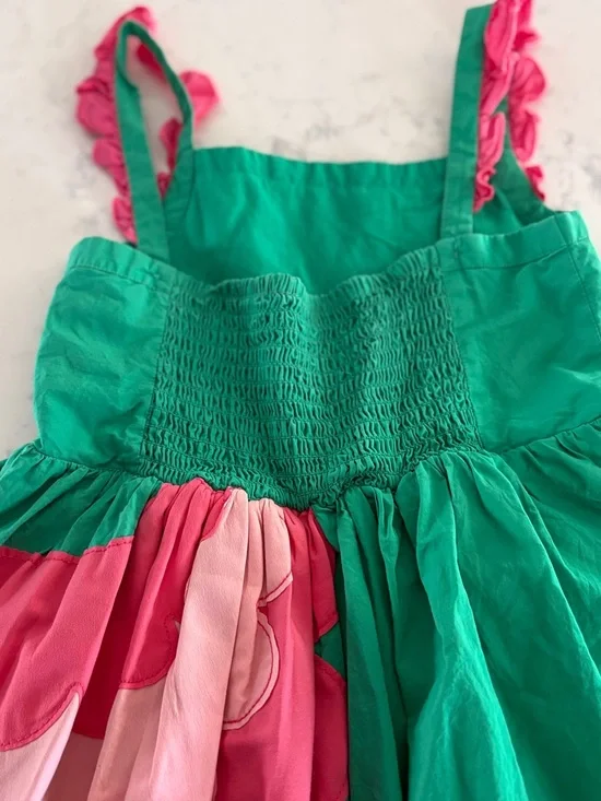 Mini Boden Girls Flamingo Appliqué Sundress — Green & Pink sz 7-8 - Picture 4 of 5